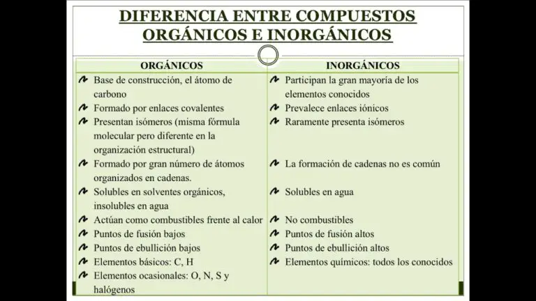 Diferencias entre las sustancias orgánicas e inorgánicas y su